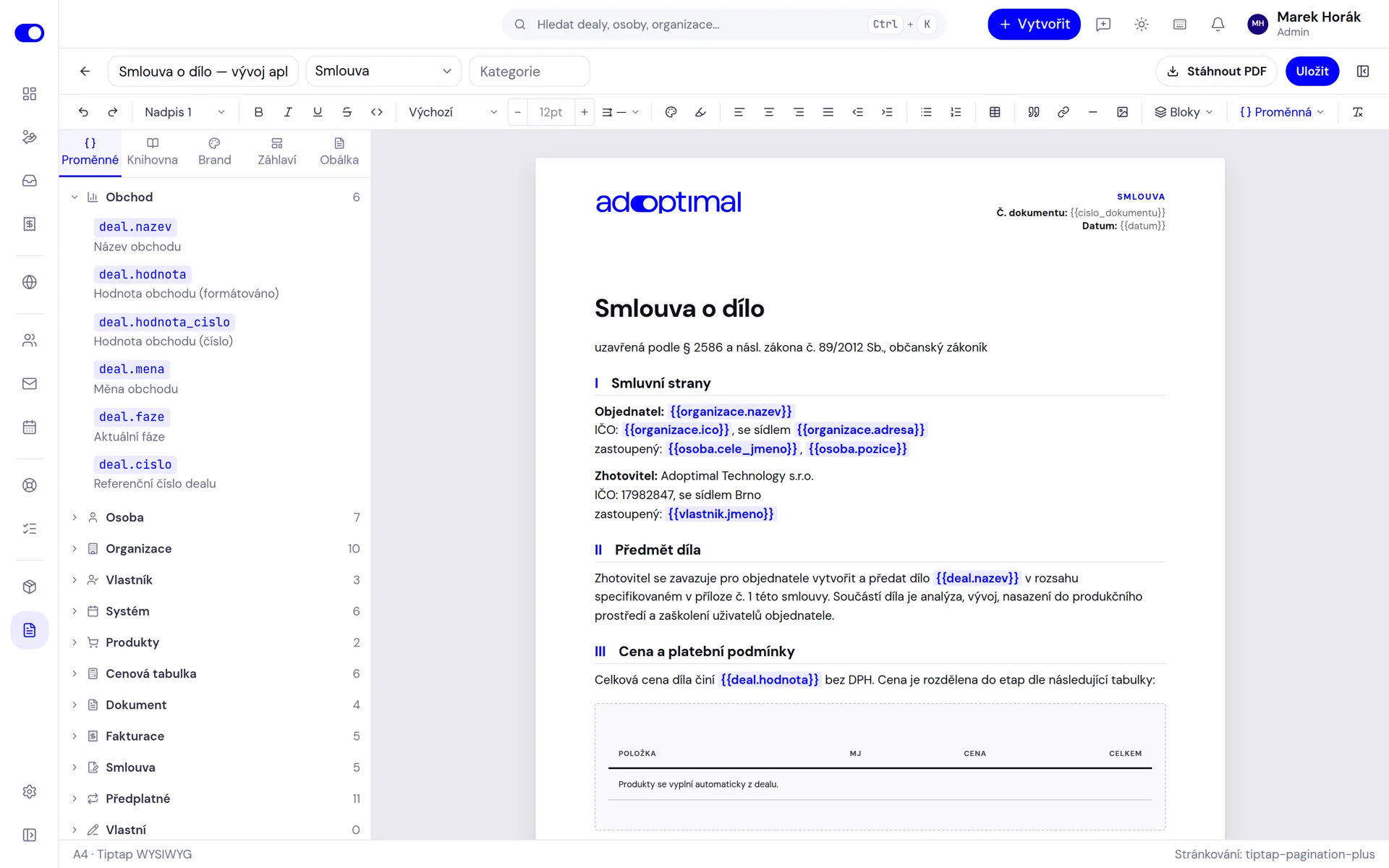 Contracts from templates, ready to sign