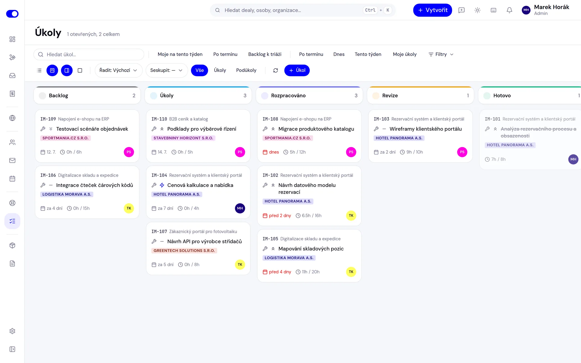 Team tasks from backlog to done